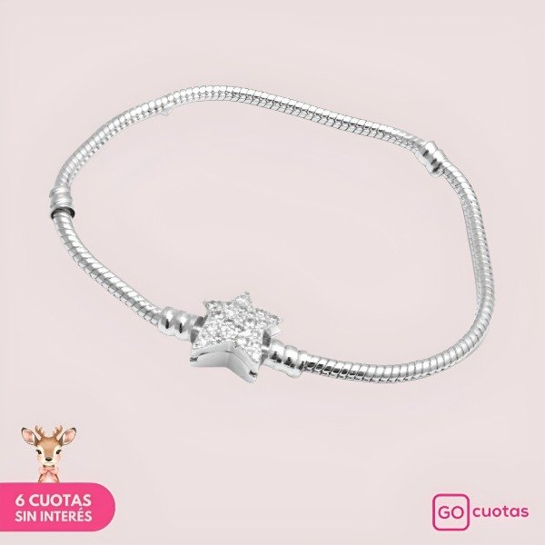 Producto - Pulsera Pandora Love Cierre Estrella Shine Acero Blanco Premium