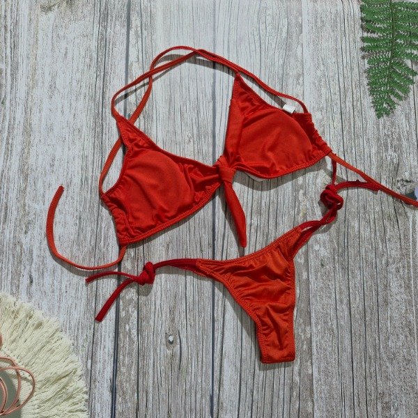 Producto - Bikini nudo y less para atar - talle 85 rojo
