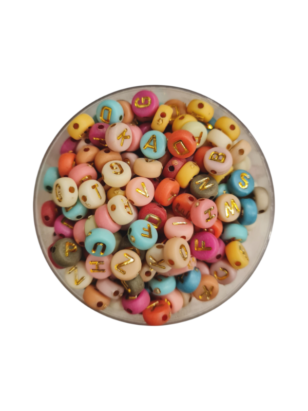 Producto - CUENTAS DE LETRAS DORADAS COLORES