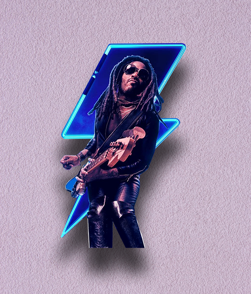 Producto - STICKER HOLOGRÁFICO - Lenny kravitz -Blue electric lights tour -azul