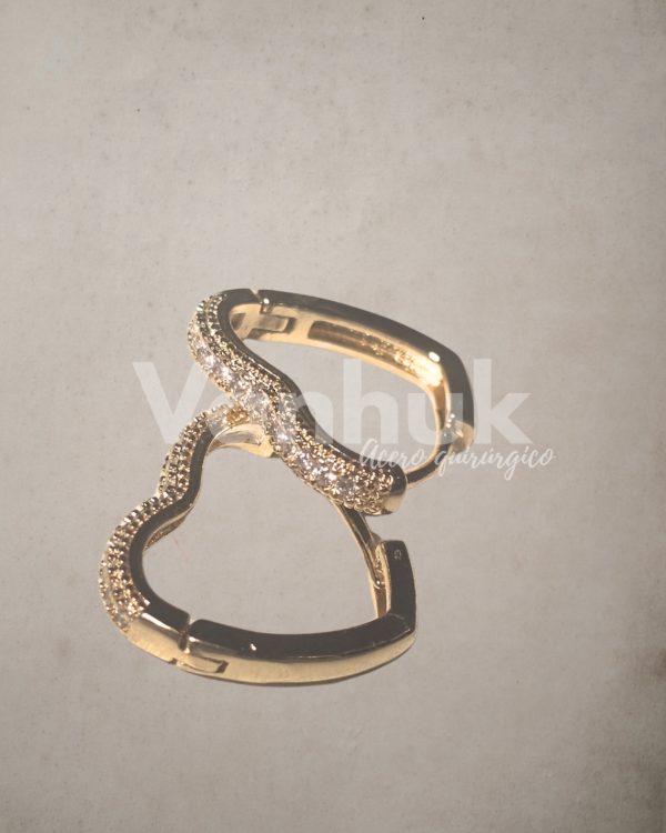 Producto - Aros argolla corazon y strass clip D - 3