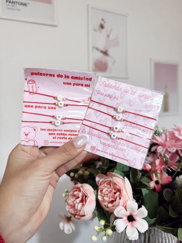 Producto - Pulseras Corazones Colores Rojo x4
