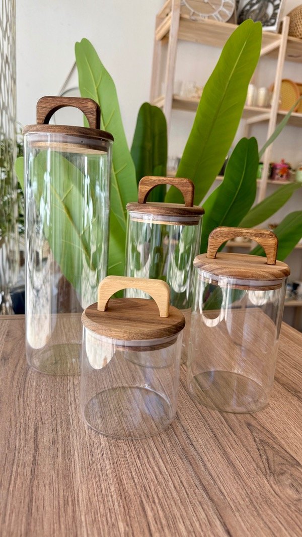 Producto - FRASCO DE VIDRIO CON TAPA DE MADERA