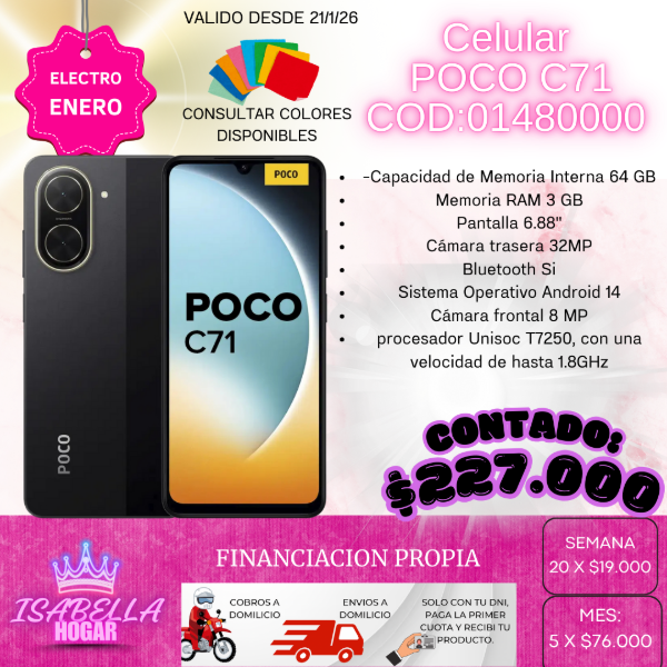 Producto - CELULAR POCO C71 COD:01480000