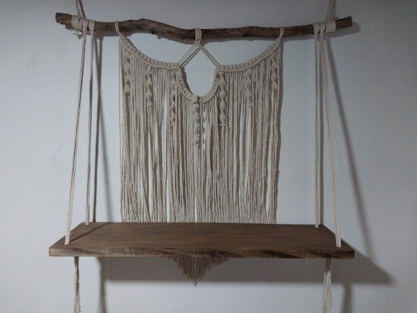 Producto - Repisa macramé grande, madera de 80x24cm (POR ENCARGUE)