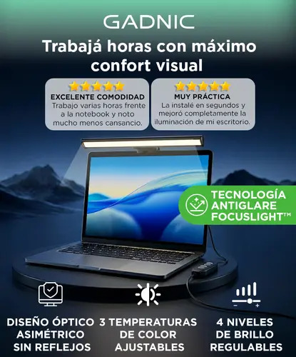 Producto - Lampara LED USB p/monitores y notebook -3W -4 niveles de brillo -3 tonos de luz - 1