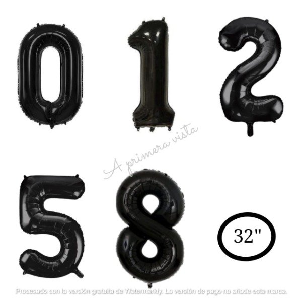 Producto - Globos numeros negro 32" (80cm aprox.) c/u
