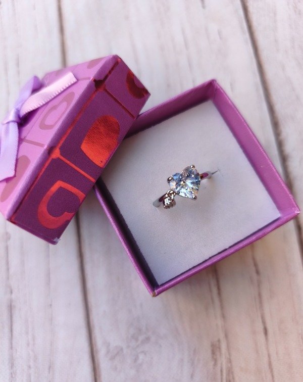 Producto - Anillo Plateado corazón con strass colgante - 1