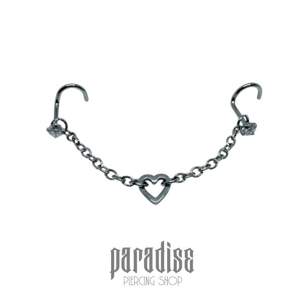 Producto - Nostril Doble Strass Heart Chain