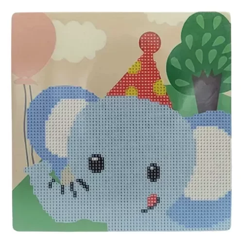 Producto - DIAMOND PAINTING 20X20 CARTON ELEFANTE CUMPLEAÑOS