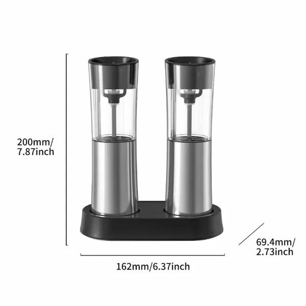 Producto - Juego de Molinillo Eléctrico de Sal y Pimienta con Base de Carga USB