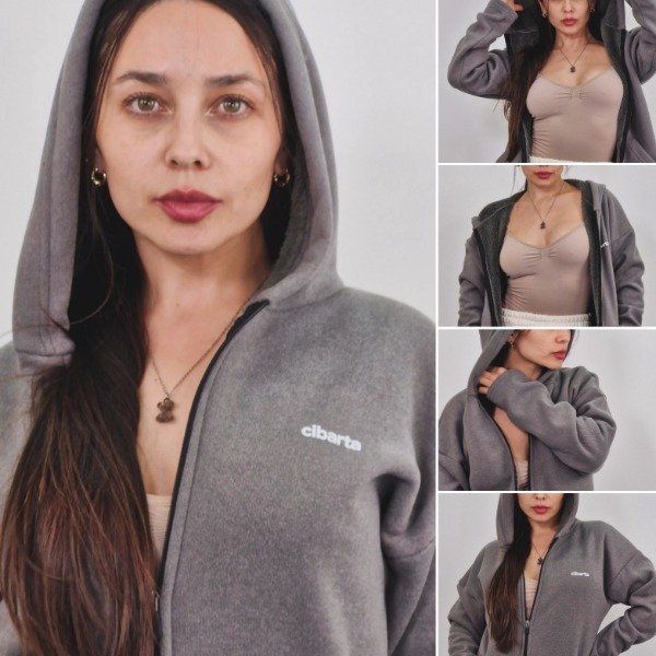 Producto - Campera Modelo Terra corderito Interno color Plomo