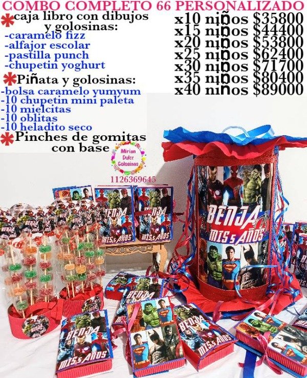 Producto - Combo cumpleaños 66 super heroes