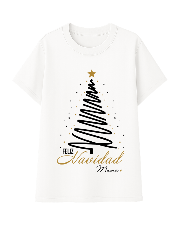 Producto - Remera Algodón Arbolito Feliz Navidad Personalizada