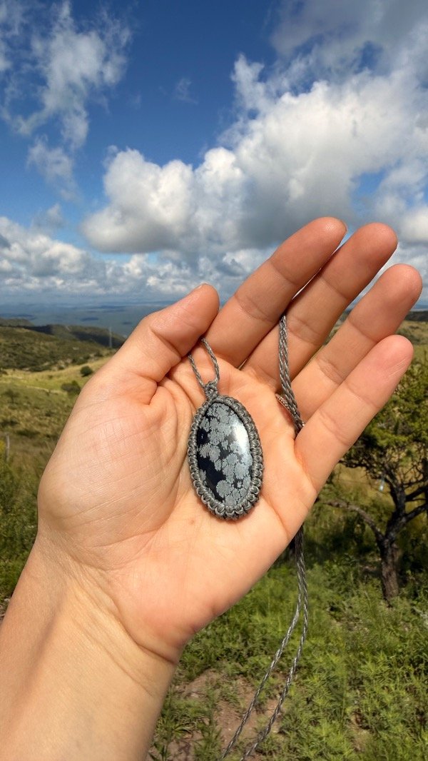 Producto - Collar Amuleto Obsidiana Copo de Nieve - Estabilidad
