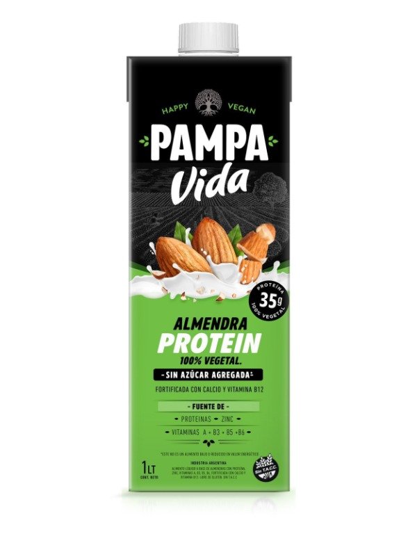 Producto - Leche de almendras con proteina sin azucar 1L PAMPA VIDA