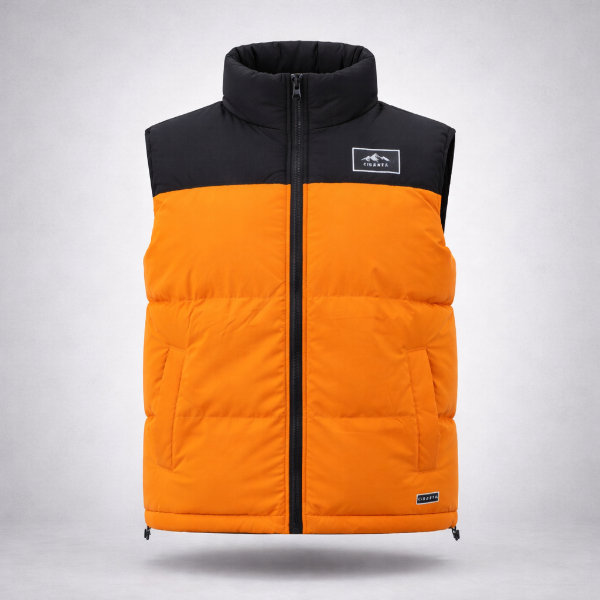 Producto - chalecos deportivos rellenos modelo HELIX Naranja y Negro