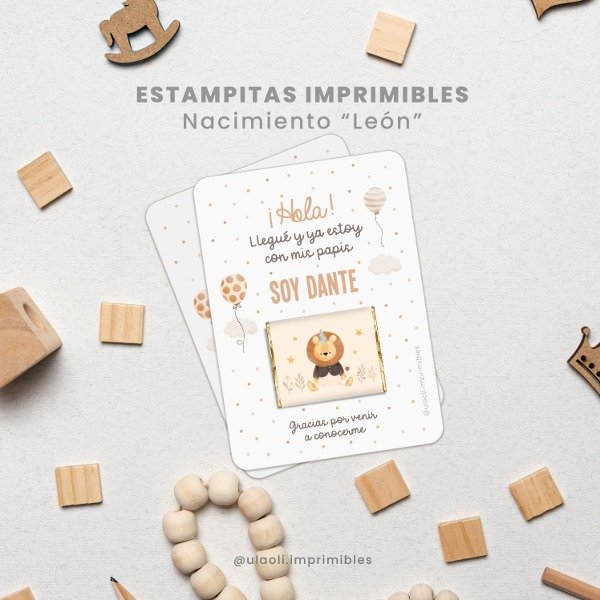 Producto - Estampitas Imprimibles Nacimiento Niño "León"