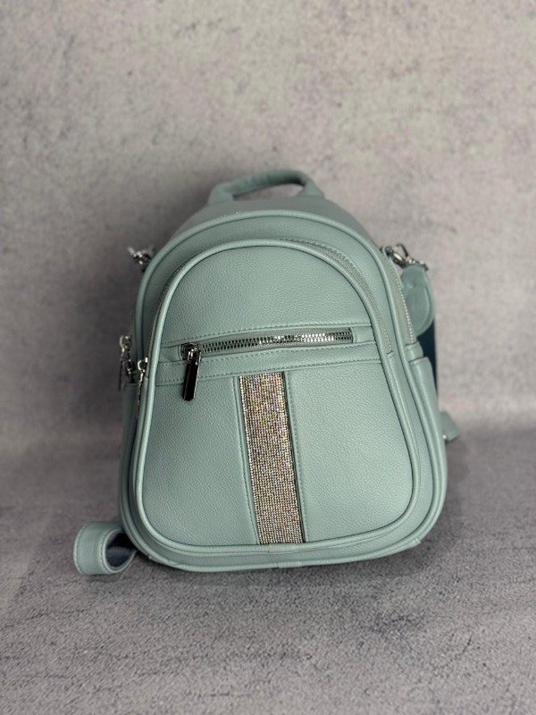 Producto - MOCHILA ECOCUERO CELESTE STRASS IMPORTADA