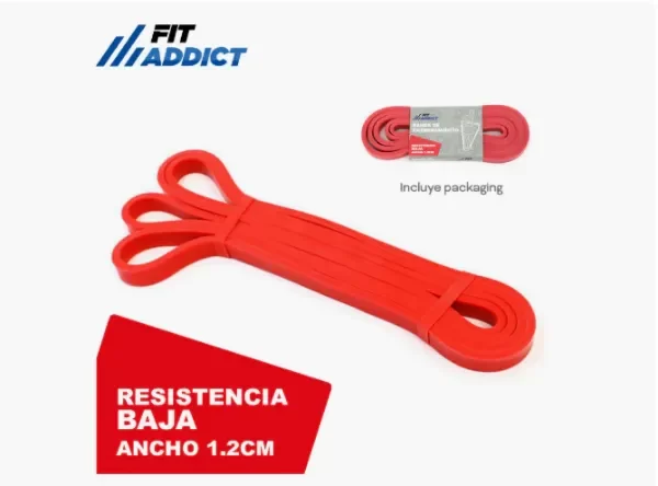 Producto - Banda Elastica Fit Addict Fitness 1,2 cm Resistencia Baja para dominadas