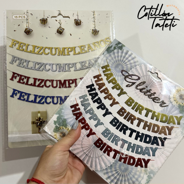 Producto - BANDERIN FELIZ CUMPLEAÑOS LETRAS GLITTER