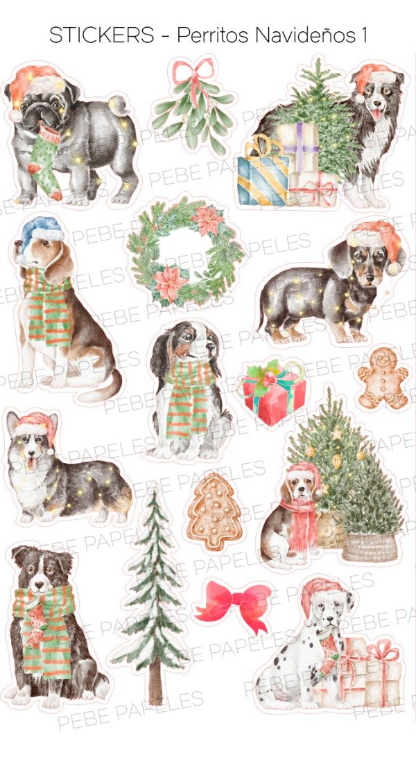 Producto - Stickers Perritos Navideños 1