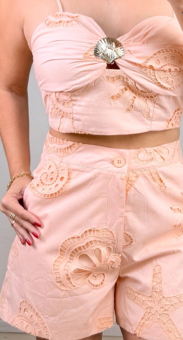 Producto - Conjunto short y top espalda elastizada Marsol Damasco importado 150br99 - 1