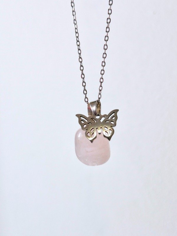 Producto - Collar Cuarzo Rosa Mariposa - 2