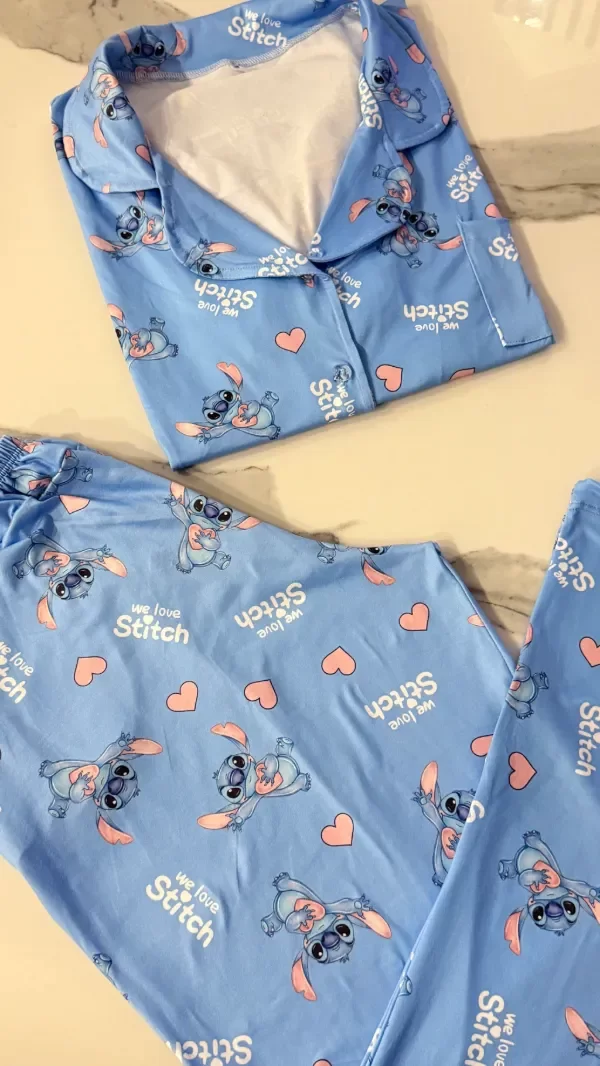 Producto - Camisero Stitch celeste adultos manga corta - 1