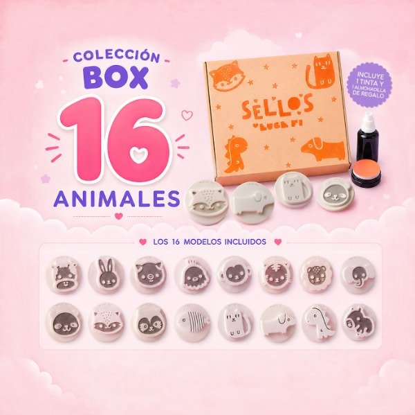 Producto - BOX 16 sellos colección de ANIMALES