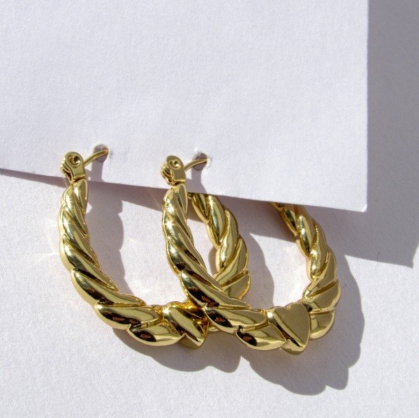 Producto - Aros Argollas torzado corazón dorado