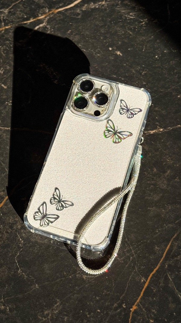 Producto - Case mariposas + filmina cristal (sin colgante)