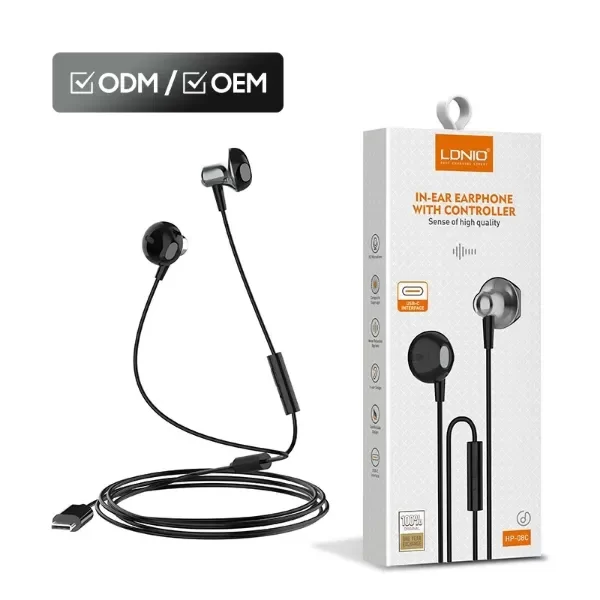 Producto - AURICULAR IN EAR LDNIO TIPO C HP08C GREY