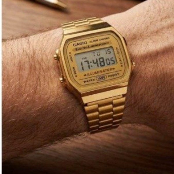 Producto - Reloj Casio A168WG dorado original - reloj digital retro para hombre - 0