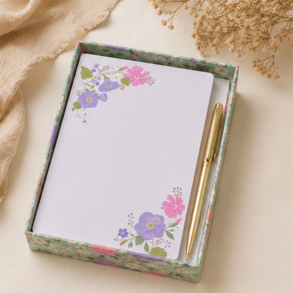 Producto - Set Taco de Notas y Birome Flores
