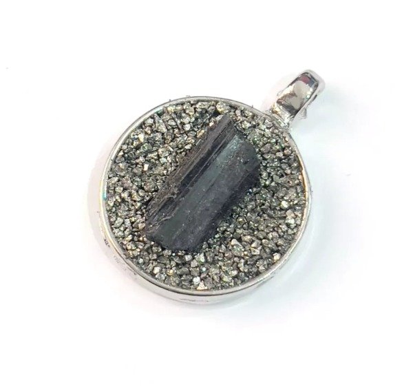 Producto - Dije cazuela grande de turmalina y pirita