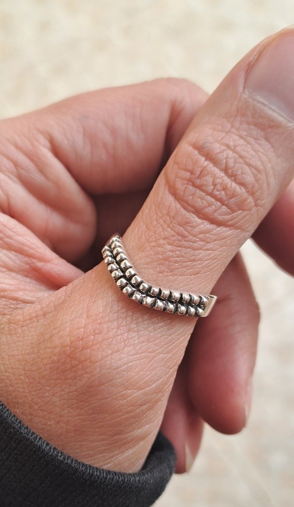 Producto - Anillo de Plata Pico con Bolitas Doble