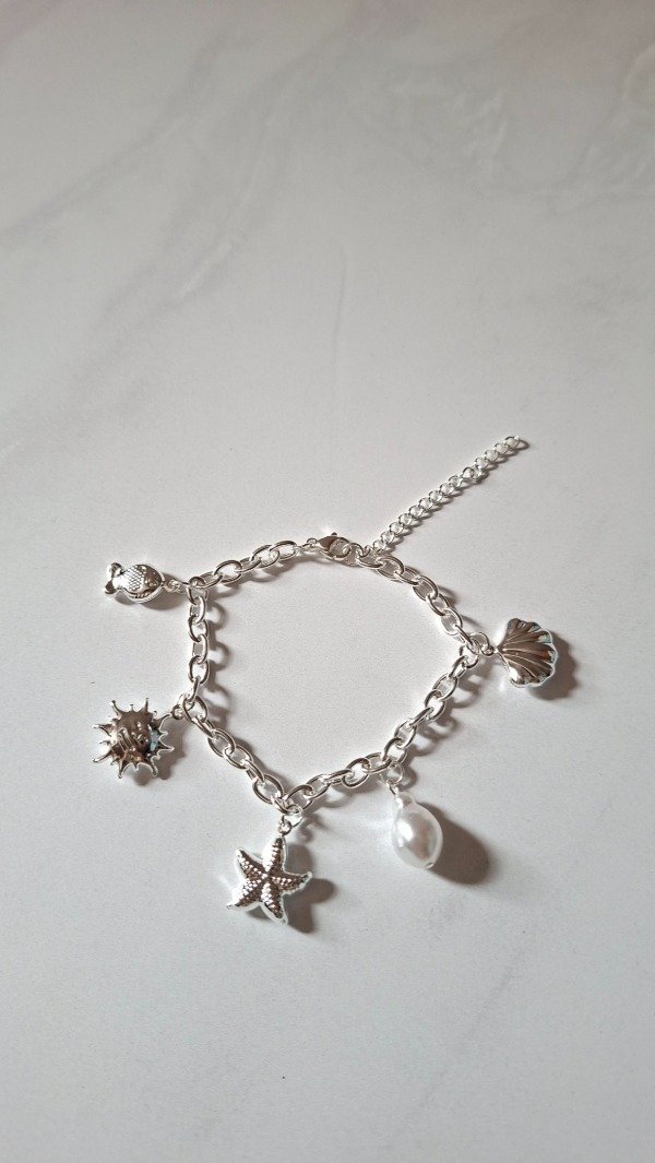 Producto - Pulsera de acero blanco dijes mar