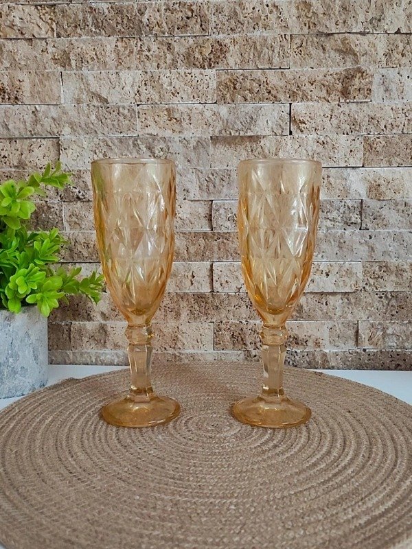 Producto - Copas de champagne labradas doradas caja x 6 unidades