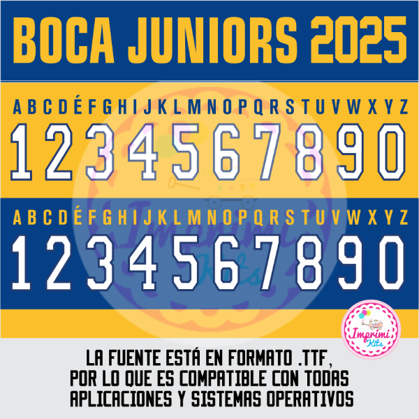 Producto - Tipografia Boca 2025 Boca Juniors Equipación Camiseta Ttf Otf Numeros Dorsal