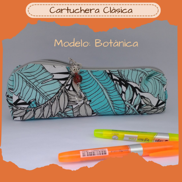 Producto - Cartuchera Clásica  "Botánica Celeste"
