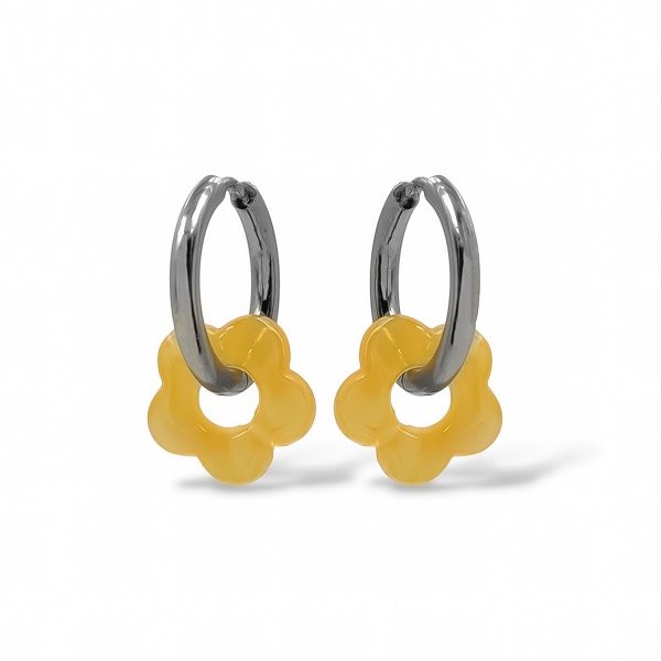 Producto - Argollas de acero quirúrgico con dije flor - Maiz - 0