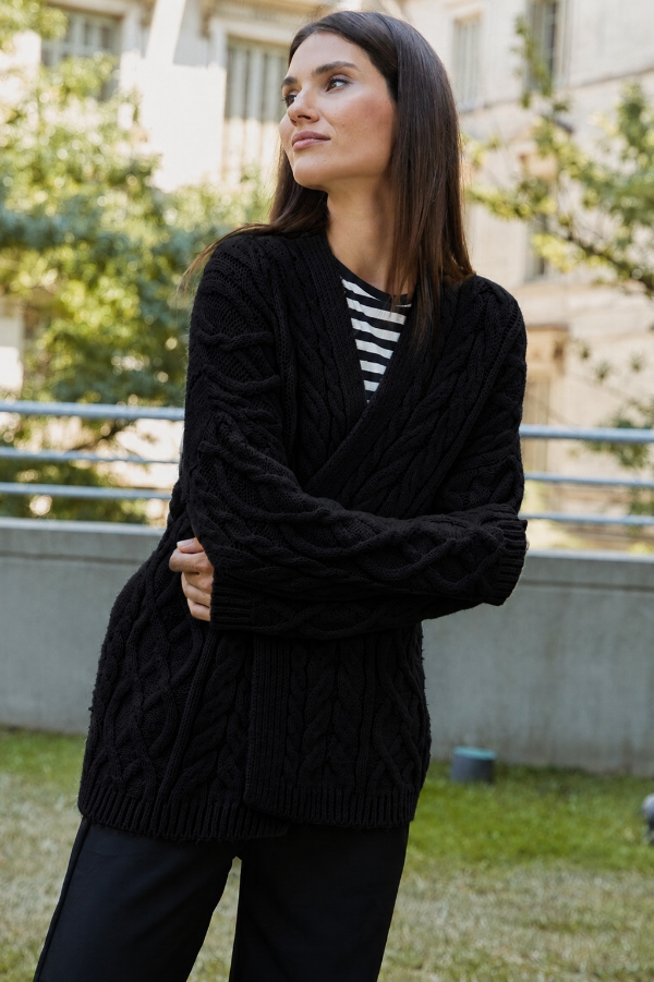 Producto - Saco trenzas Lana Amalia Negro - 0