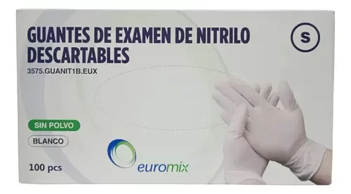 Producto - Guante de Nitrilo Blanco Euromix x100u Talle S