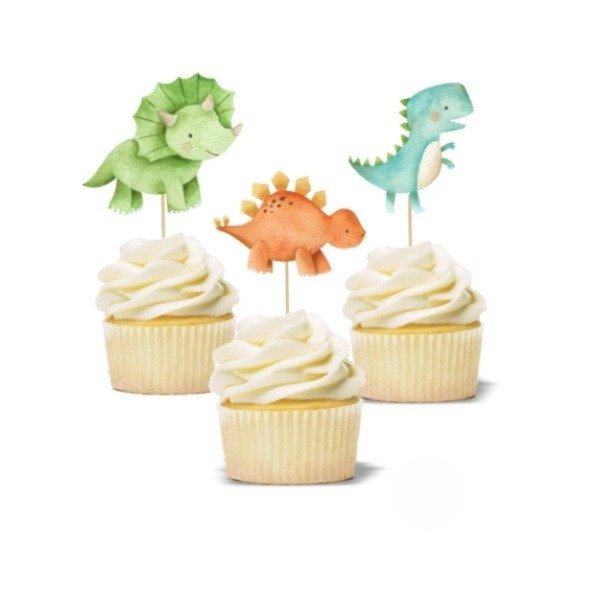 Producto - Topper cupcake silueta x 6 Dinosaurio acuarela