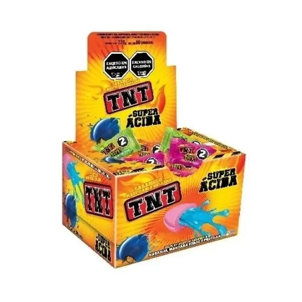 Producto - MASTICABLE TNT CAJA X60 Naranja, Manzana Verde y Frutilla