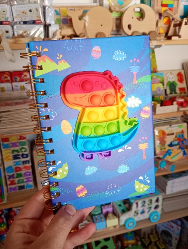 Producto - Cuaderno POP-IT. Tapa dura, espiral metálico, hojas ralladas A5. DINO - 0