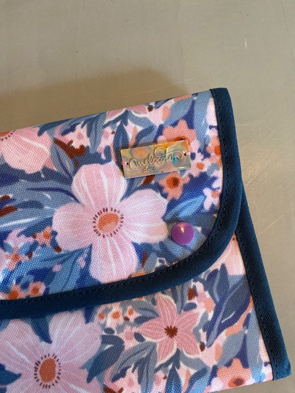 Producto - Neceser desplegable flores fdo azul - 0