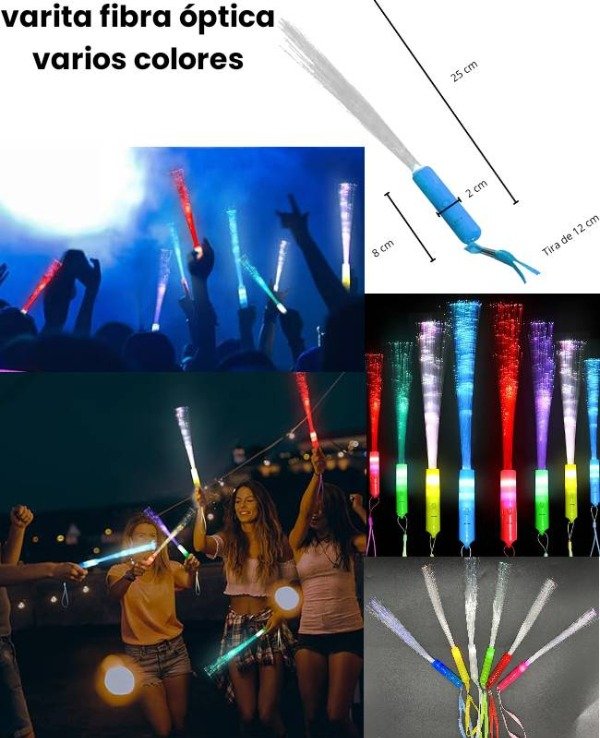 Producto - Varita fibra óptica luz led 35 cm varios colores
