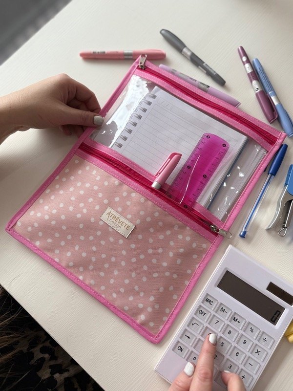 Producto - Folio A4 - Lunares blanco y rosa